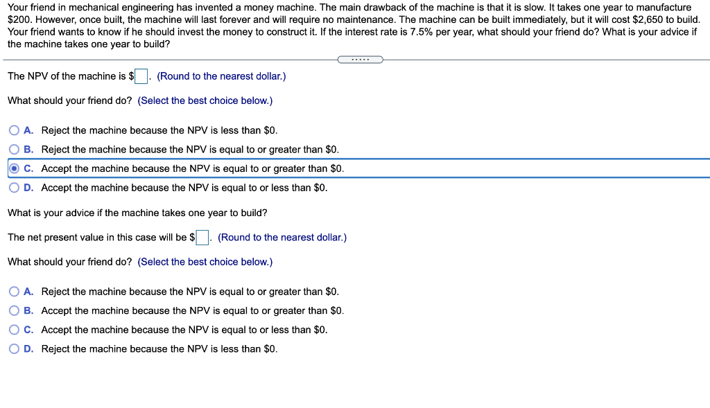 200 $ 2 650 7.5% Your friend in mechanical engineering has