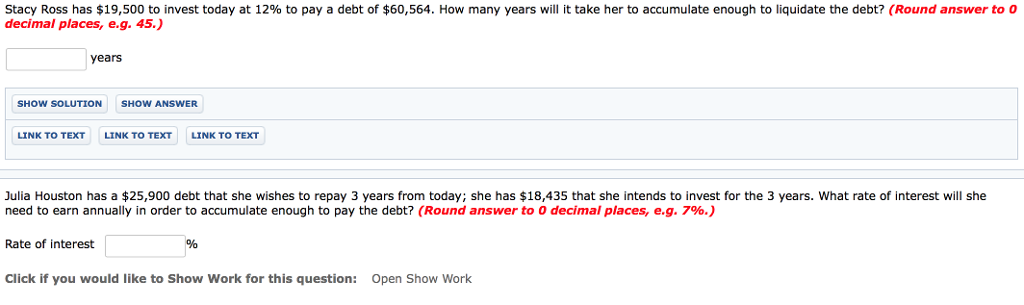 each of the following four questions by computing the unknowns. Click here