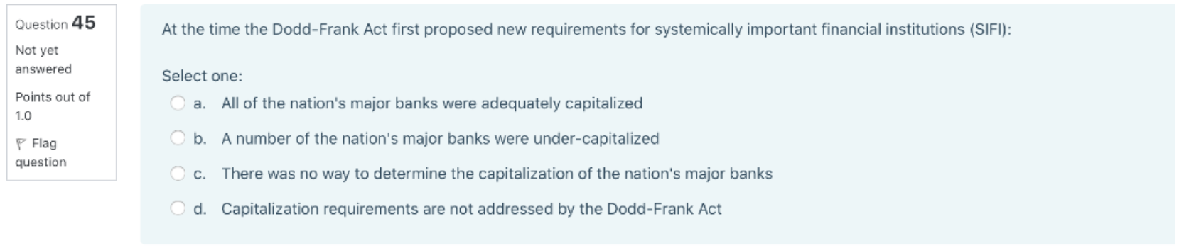 Question 45 At the time the Dodd-Frank Act first proposed new