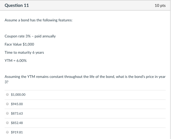5.00% $1,000.00 $50.00 Years Coupon Rate Face Value Dollar Coupons Annual Coupon