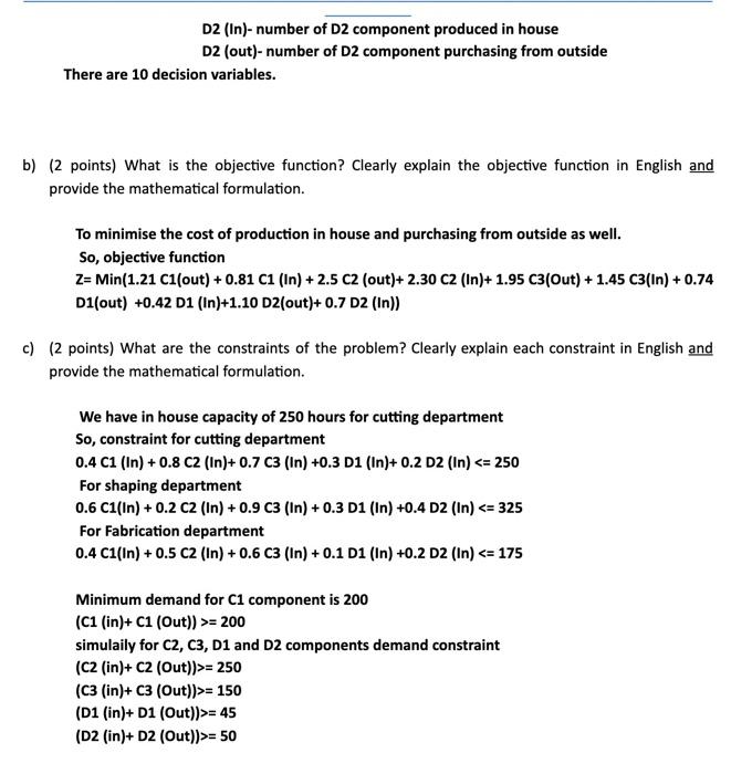 components C1, C2 and C3 for the production of screens and components
