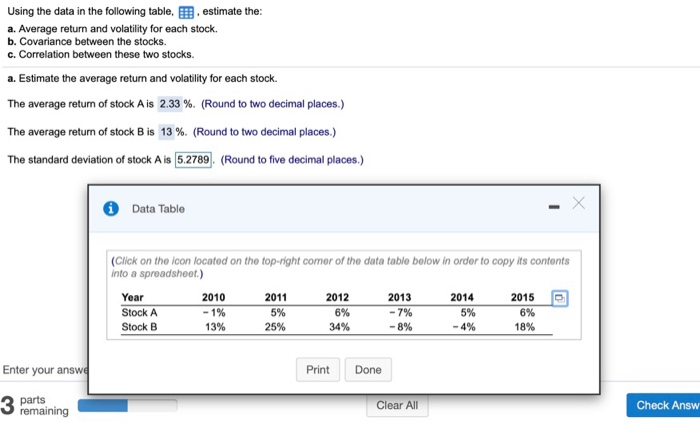 please round up 5 decimal places Using the data in the following