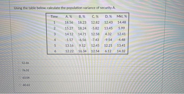 the market. Time A. % 18.56 B, % 18.23 1 Mkt, %