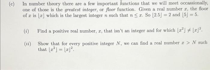  (c) In number theory there are a few important functions that