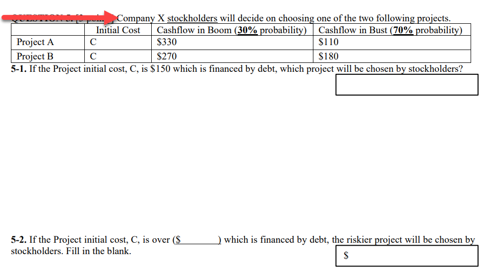 5-1. If the Project initial cost, C, is $150 which is