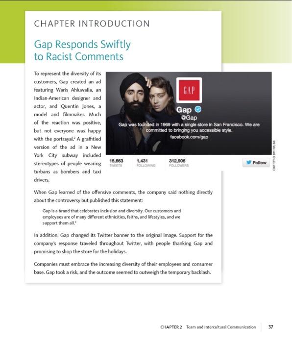  CHAPTER INTRODUCTION Gap Responds Swiftly to Racist Comments CROWN 15,663 Follow