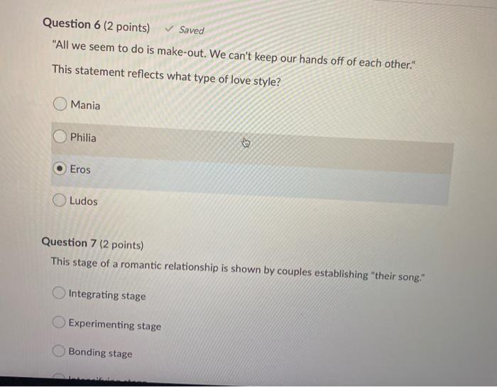  Question 6 (2 points) Saved "All we seem to do is