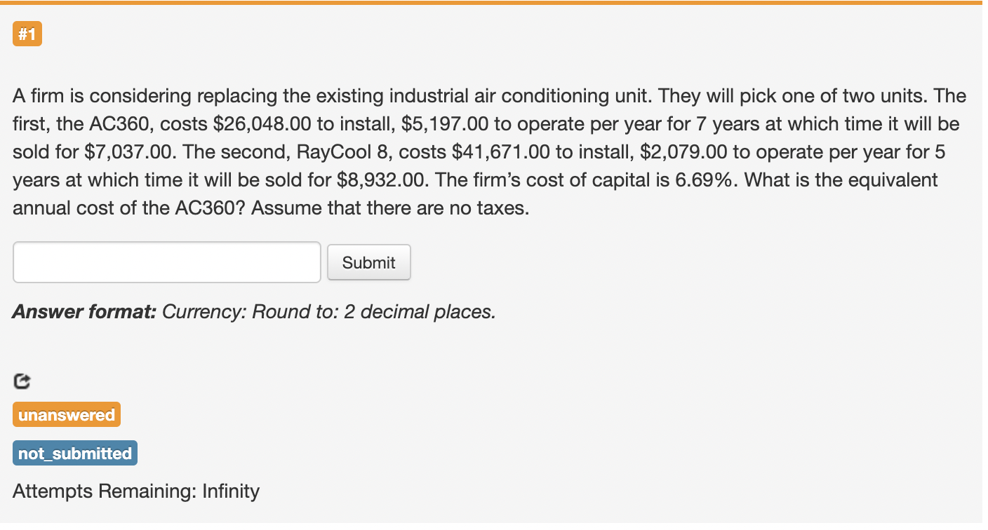 Please explain using equations. #1 7 A firm is considering replacing the
