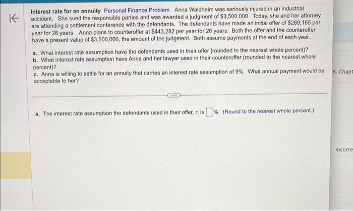 help with steps A - C Interest rate for an annuity Personal