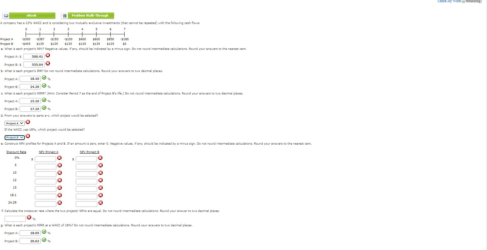  Check My Work (4 remaining, eBook Problem Walk-Through 4 7 A