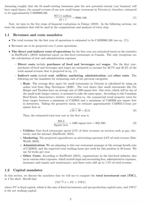 net working capital (NWC) for this business? 1 Background and mandates In