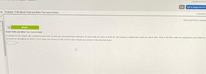  Sve Sune Answer ns Problem 11-09 (Bond Yield and After Tax