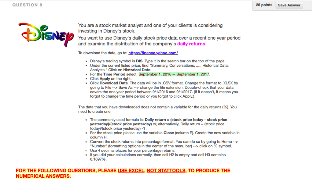 Please help with my business analytics excel homework!Please answer all parts to