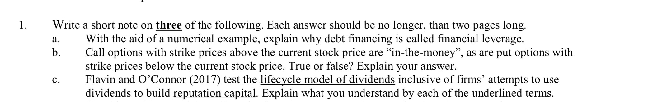 longer, than two pages long. Write a short note on three