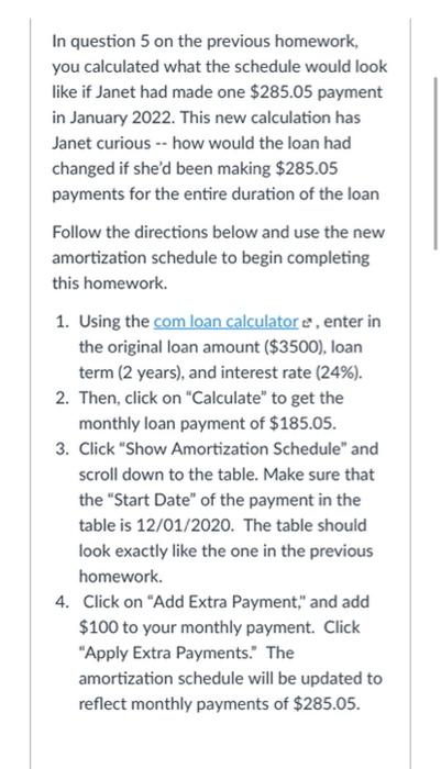 In question 5 on the previous homework, you calculated what the