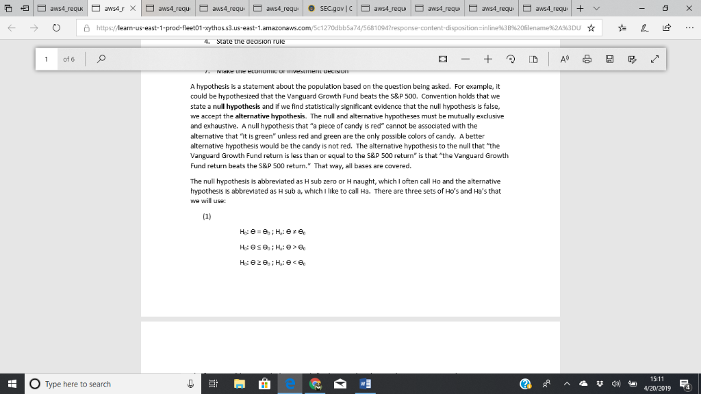 Please answer the question below Suppose we are testing a null hypothesis,