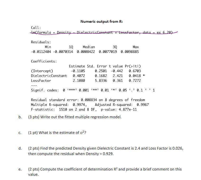 what other info is needed. (20 pts) Consider the dataset given in