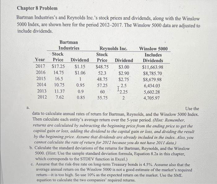  this is full question Chapter 8 Problem Bartman Industries's and Reynolds