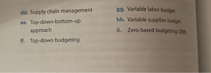 4. Operating budget r. Participatory approach Performance budget t. Planning s. Authoritarian