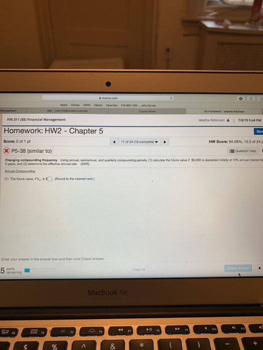 the new problem FIN 16 Financial Management washa Robinson & 19.44 PM