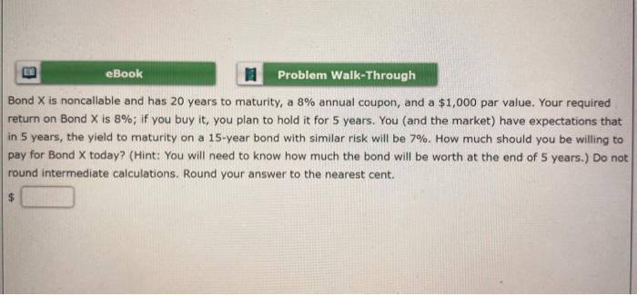 20 years to maturity, a 8% annual coupon, and a $1,000 per