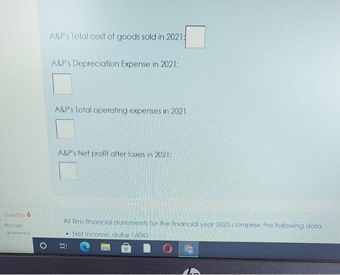 Using the fixed and variable cost data, Find the following: 5 A&P