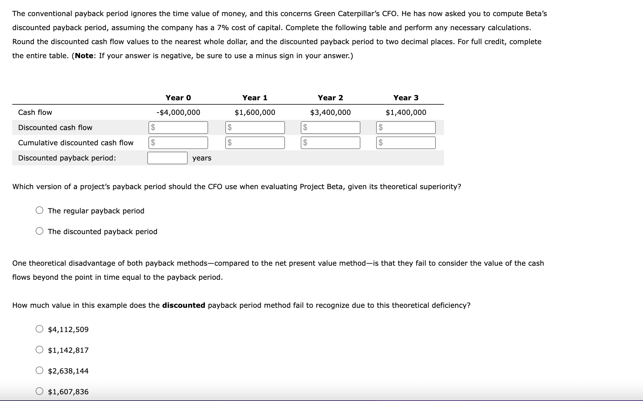 payback period that helps in their capital budgeting decisions. Consider the case