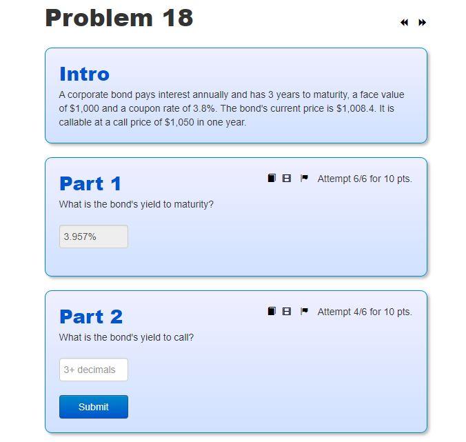 Part 2 answer is required only Problem 18 Intro A corporate bond
