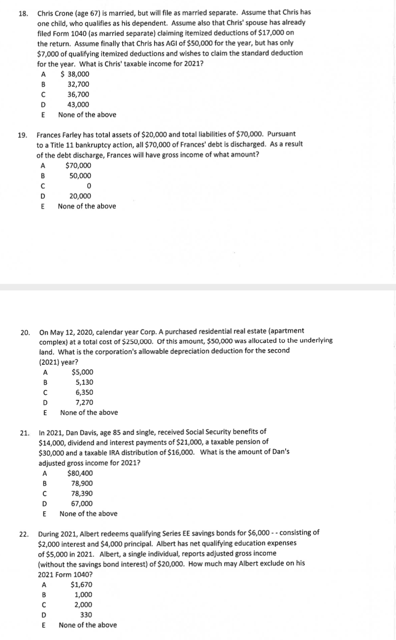 please answer all questions All answers rounded to the nearest $10 18.