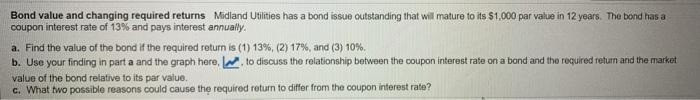  Bond value and changing required returns Midland Utilities has a bond