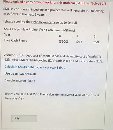 Please upload a copy of your work for this problem (LABEL