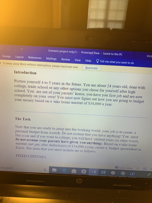  Scenario project only(1) -Protected View Saved to this PC Victe Design