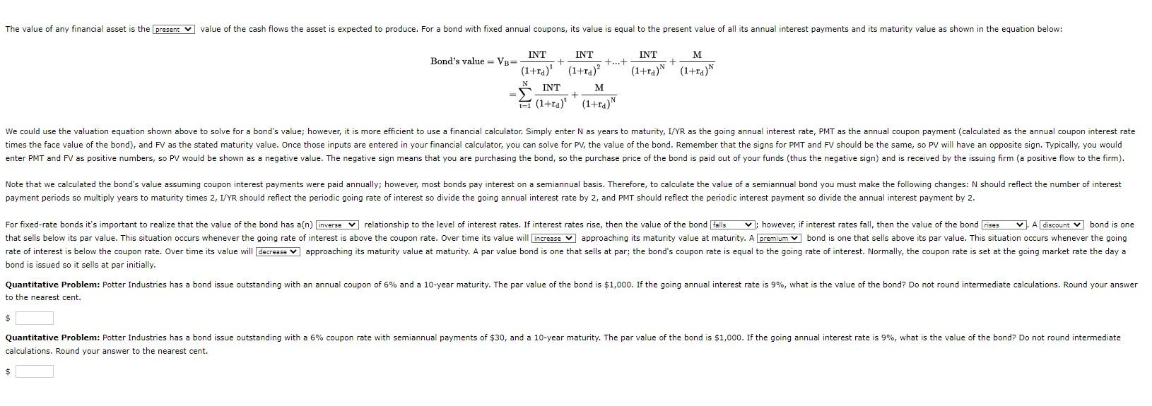  Quantitative Problem: Potter Industries has a bond issue outstanding with an