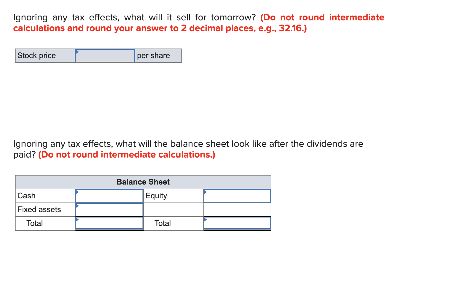 market value terms. There are 5,000 shares of stock outstanding. Market Value