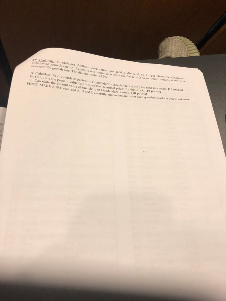 znd Problemi constant e anticipated growth rate in dividends and constant