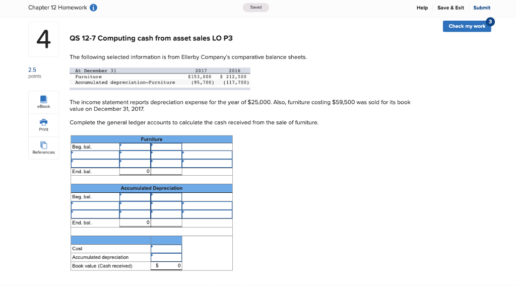 Check my work 3 Use the following information for the Quick Study