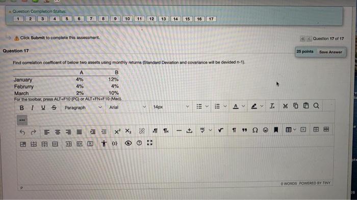 do not use excel in solving this question! Question Completion Status 12