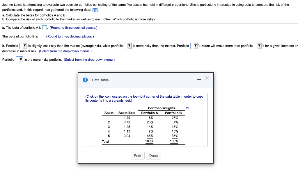 On question B, the options in the drop down are either "A"