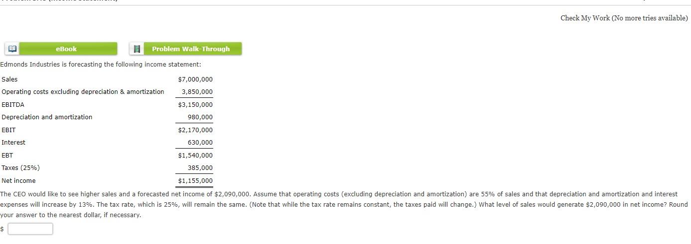 please solve will thumbs up if correct Check My Work (No more