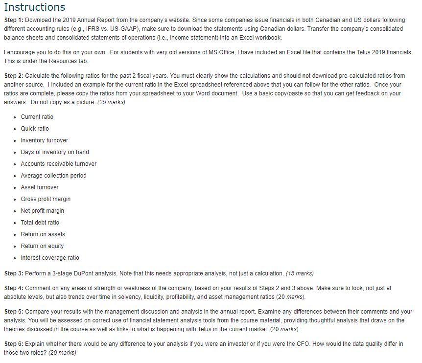 Please read the instructions and answer please. Download the 2019 Annual Report