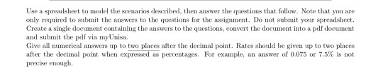  Question 2 a, b and c Use a spreadsheet to model