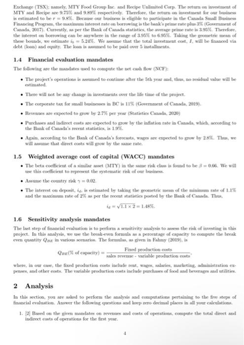 total direct and indirect cots of operations for the first year. Question