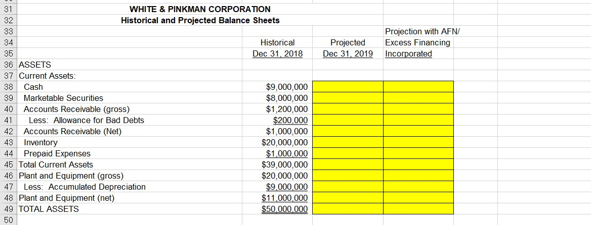 pro forma income statement and balance sheet for the White & Pinkman