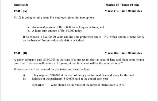 Old MathJax webview ASAP please Question3: Marks: 15/Time: 60 min PART (A)