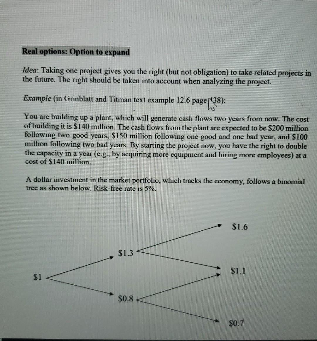  These are pages 28-29 Questions based on pg: 28-29 Real options:
