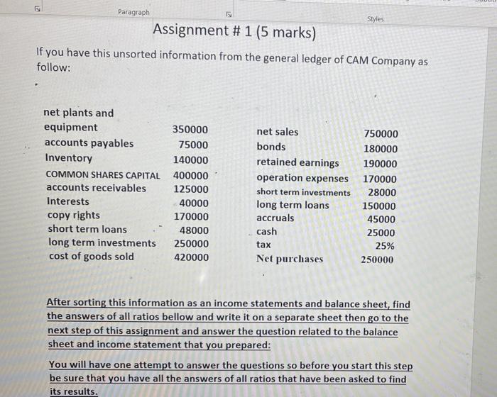  V Styles Paragraph Assignment # 1 (5 marks) If you have