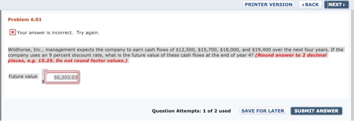  BACK LET PRENTER VERSION NEXT Problem 6.01 Your answer is incorrect.