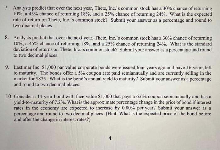 understanding on the applications of the risk and return concepts and their