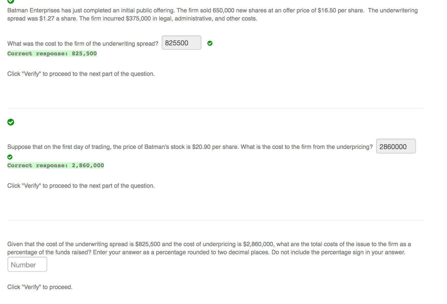 answer third part of question Batman Enterprises has just completed an initial