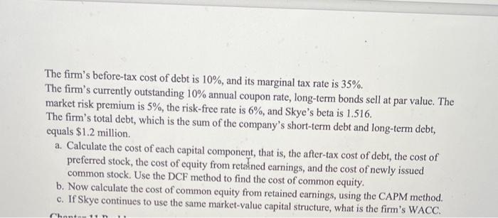 Skye Computer Company (in thousands of dollars): Skye's earnings per share last